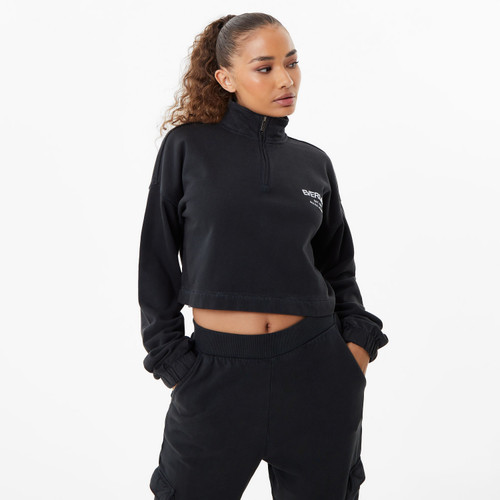 Everlast Women's Boxing Academy Crop Zip Up Sweater - Black