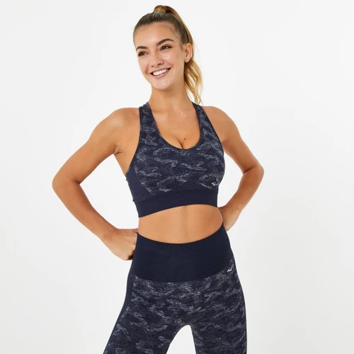 Everlast Women's Camo V-Neck Bra - Navy Blue