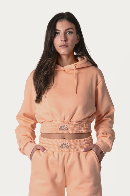 Rival Women's Cropped Heavyweight Fleece Hoodie - Peach