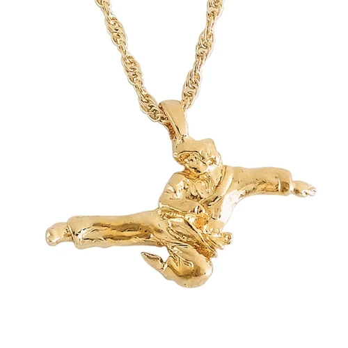 Century 14K Gold Plated Necklace - Male Kicking Figure