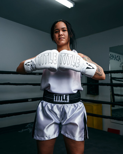 TITLE Boxing Professional Women’s Satin Striped Boxing Trunks