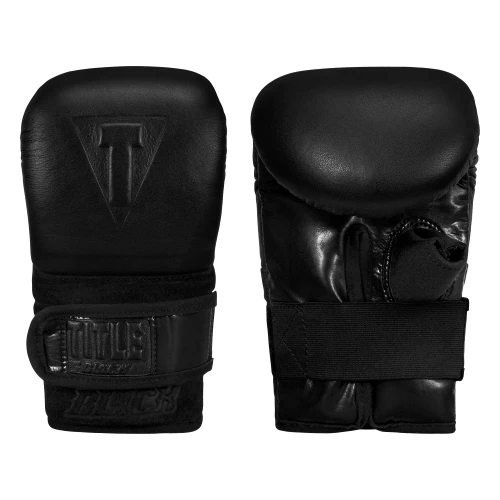 TITLE Black Old School Leather Pro Bag Boxing Gloves
