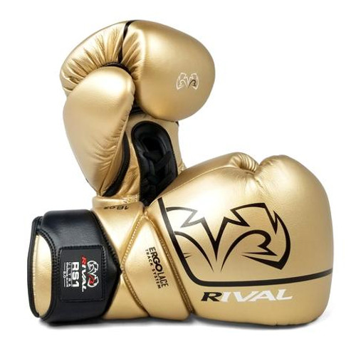 Rival Boxhandschuhe RS100 Professionell Sparring Training Workout Schwarz Gold 