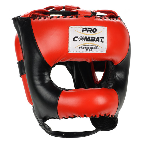 PRO COMBAT Traditional Face Saver Headgear // Black/Red