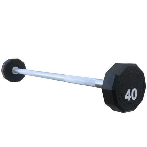 Fitness First 10-Sided Fixed Urethane Encased Straight Barbell 20 - 120 lbs