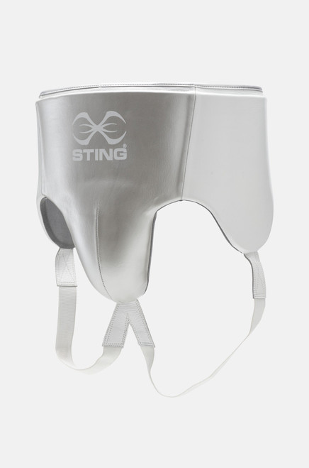 Sting Pro Leather Abdominal Guard - White/Silver