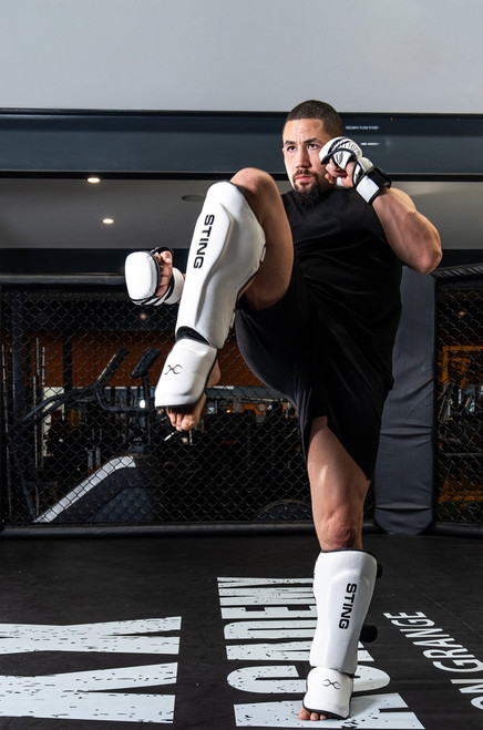Sting Python MMA Shin & Foot Protector - White/Black