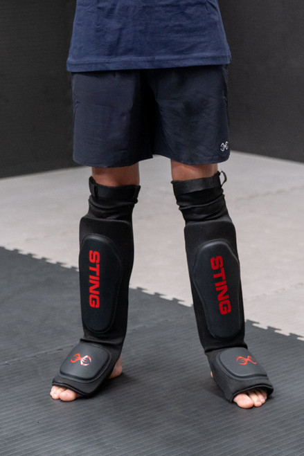 Sting Armaplus Slip On EVA Shin & Foot Protector - Black/Red