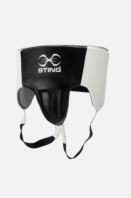 Sting Pro Leather Abdominal Guard - White/Black/Silver