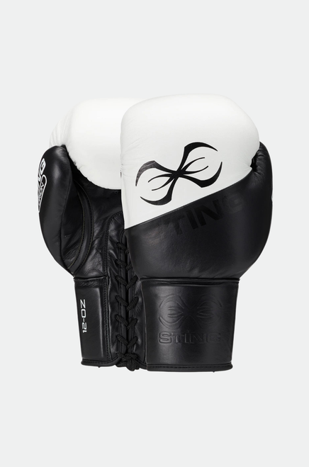Sting Orion Lace Up Boxing Gloves - Black/White