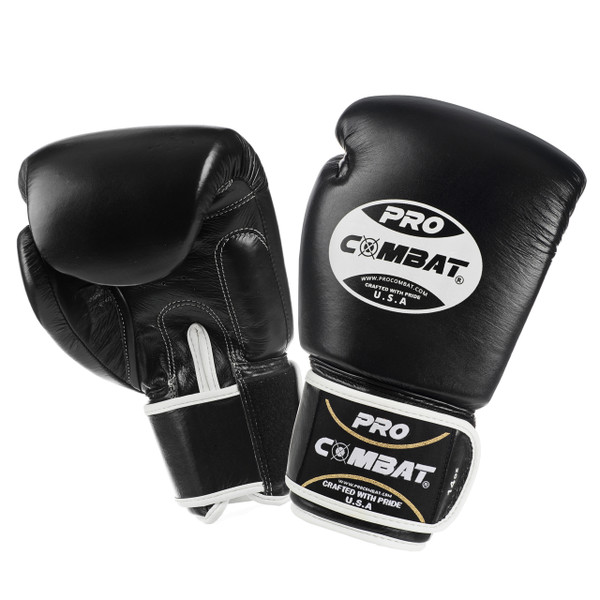 Muay Thai Kick Boxing Epic Black Leather Boxing Gloves