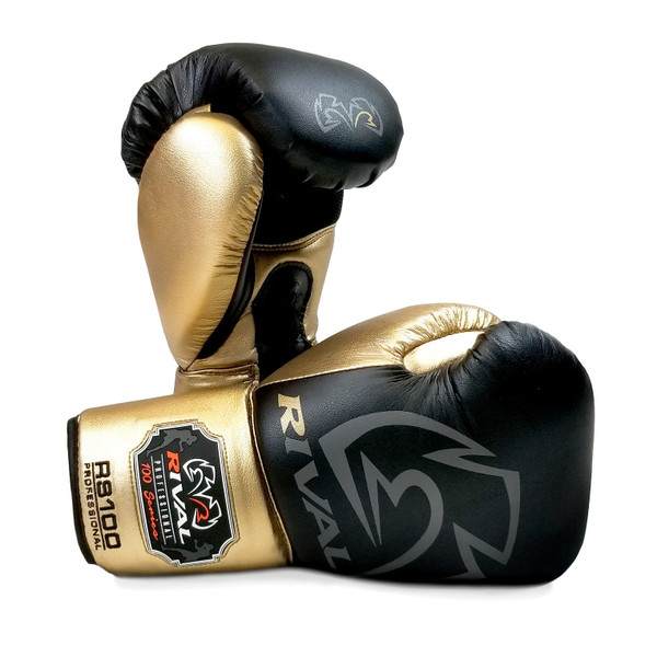Rival RS100 Professional Sparring Gloves Black/Gold | Pro