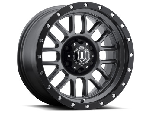Main image for ICON Alpha 17x8.5 6x5.5 0mm Offset 4.75in BS 106.1mm Bore Gun Metal Wheel Main image for ICON Alpha 17x8.5 6x5.5 0mm Offset 4.75in BS 106.1mm Bore Gun Metal Wheel