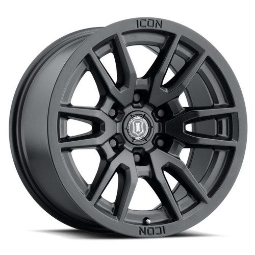 Main image for ICON Vector 6 17x8.5 6x5.5 0mm Offset 4.75in BS 106.1mm Bore Satin Black Wheel Main image for ICON Vector 6 17x8.5 6x5.5 0mm Offset 4.75in BS 106.1mm Bore Satin Black Wheel