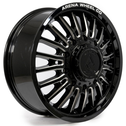 Main image for 20x8.25 Arena A113 Thunder Gloss Black Milled DUALLY FRONT Wheel 10x225 (105mm)