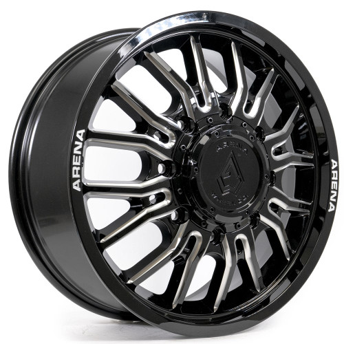 Main image for 20x8.25 Arena A113 Thunder Gloss Black Milled DUALLY FRONT Wheel 8x200 (105mm)