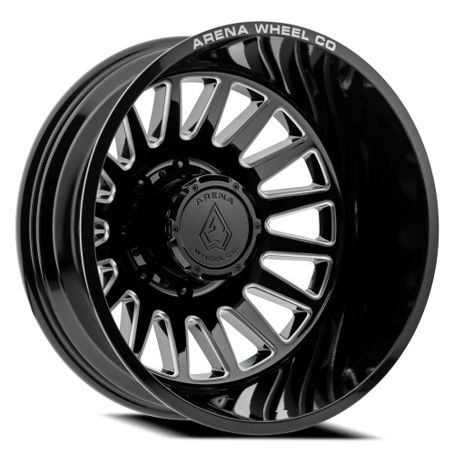 Main image for 20x8.25 Arena A110 Rival Gloss Black and Milled DUALLY REAR Wheel 8x210 (-220mm)