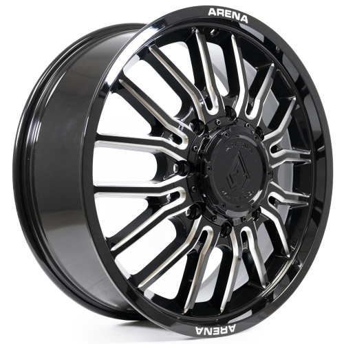 Main image for 22x8.25 Arena A113 Thunder Gloss Black Milled DUALLY FRONT Wheel 8x200 (105mm)