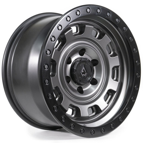 Main image for 17x9 Arena A112 Gunner Satin Gunmetal Center Satin Black Lip Wheel 6x5.5 (-12mm) Main image for 17x9 Arena A112 Gunner Satin Gunmetal Center Satin Black Lip Wheel 6x5.5 (-12mm)