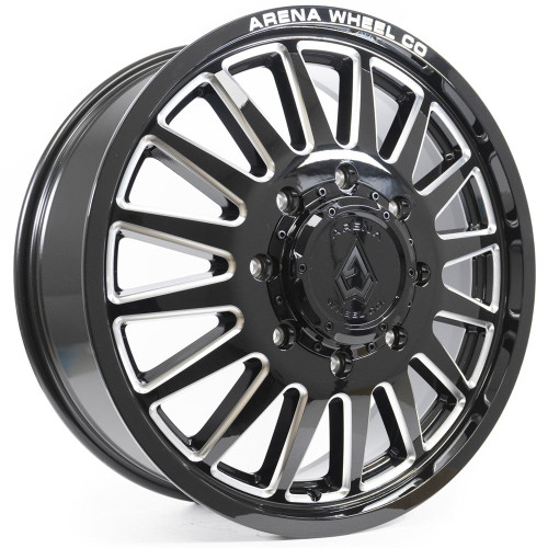 Main image for 22x8.25 Arena A110 Rival Gloss Black and Milled DUALLY FRONT Wheel 8x210 (105mm)