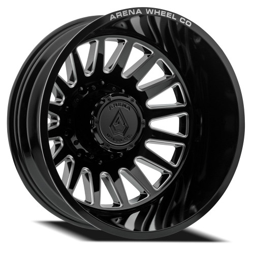 Main image for 20x8.25 Arena A110 Rival Gloss Black Milled DUALLY REAR Wheel 10x225 (-202mm)