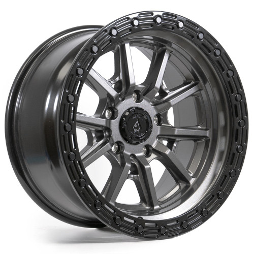 Main image for 17x9 Arena A106 Trek Glossy Gunmetal Center Glossy Black Lip Wheel 5x5 (-12mm)