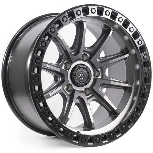 Main image for 17x9 Arena A103 Mission Satin Gunmetal Center Satin Black Lip Wheel 5x5 (-12mm)