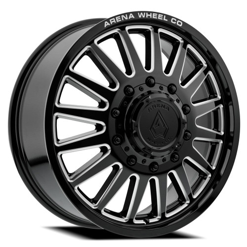 Main image for 22x8.25 Arena A110 Rival Gloss Black Milled DUALLY FRONT Wheel 10x225 (105mm)