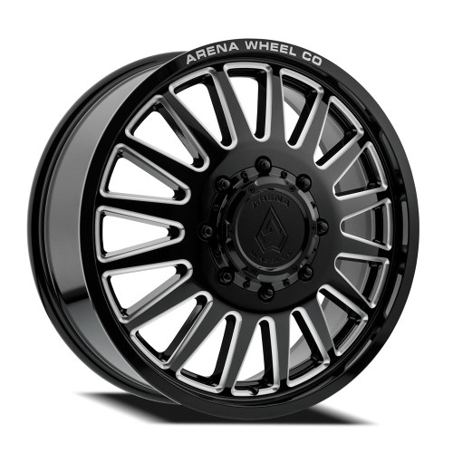 Main image for 22x8.25 Arena A110 Rival Gloss Black and Milled DUALLY FRONT Wheel 8x200 (105mm)