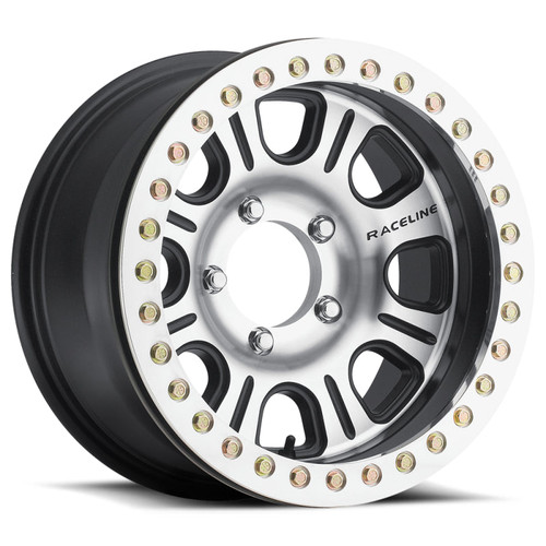 Main image for Raceline RT232 Monster 17x8.5in/8x165.1 BP/-19mm Offset/130.81mm Bore - Black & MACH. Beadlock Wheel
