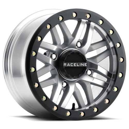 Main image for Raceline A91MA Ryno 14x7in/4x156 BP/10mm Offset/132.5mm Bore - Machined & Black Ring Beadlock Wheel