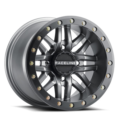 Main image for Raceline A91G Ryno 15x10in/4x156 BP/0mm Offset/132.5mm Bore - Gunmetal & Black Ring Beadlock Wheel