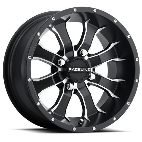 Main image for Raceline A77 Mamba 12x7in / 4x110 BP / 10mm Offset / 83.8mm Bore - Black & Machined Wheel