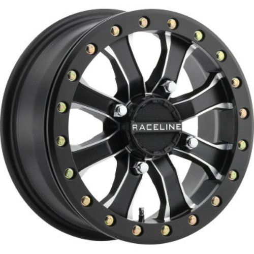 Main image for Raceline A71MB Mamba 14x6in/4x110 BP/5+1 40mm Offset/80.3mm Bore - Black & Machined Beadlock Wheel