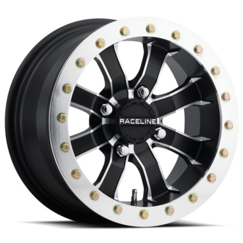 Main image for Raceline A71 Mamba 14x7in/4x156 BP/4+4 0mm Offset/110.18mm Bore - Blk & Machined Ring Beadlock Wheel