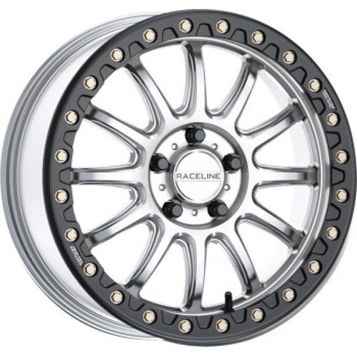 Main image for Raceline A14SB Alpha 15x7in/4x156 BP/10mm Offset/132.5mm Bore - Silver & Blk Ring Beadlock Wheel