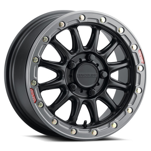 Main image for Raceline A14GR Alpha 15x7in/5x114.3 BP/25mm Offset/68mm Bore - Gunmetal & Red Ring Beadlock Wheel