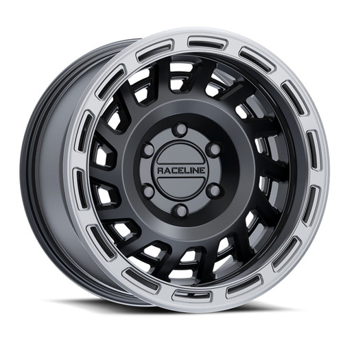 Main image for Raceline 957BS Halo 18x9in / 8x165.1 BP / 18mm Offset / 130.81mm Bore - Black & Silver Lip Wheel