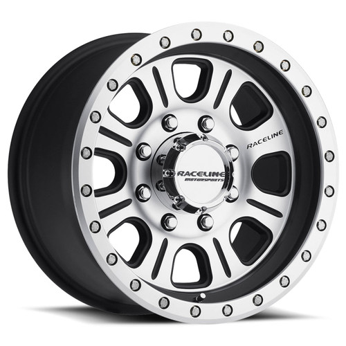 Main image for Raceline 928M Monster 17x9in / 6x139.7 BP / -12mm Offset / 107.95mm Bore - Black & Machined Wheel