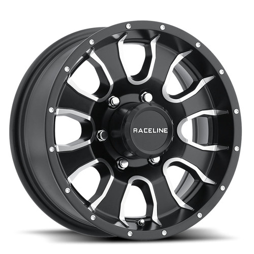 Main image for Raceline 860M Mamba 15x6in / 6x139.7 BP / 0mm Offset / 4.25mm Bore - Black & Machined Wheel