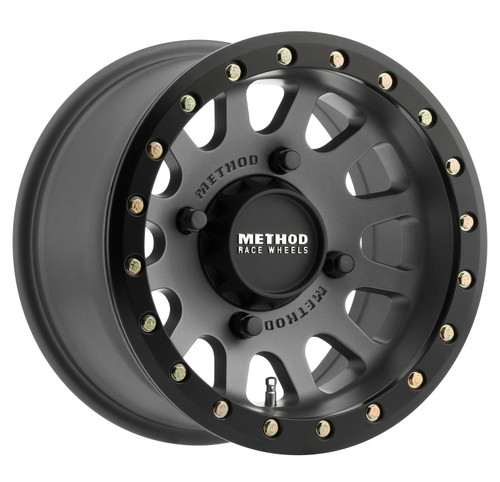 Main image for Method MR401 UTV Beadlock 14x7 / 4+3/13mm Offset / 4x156 / 132mm CB Titanium Wheel- Matte Black Ring
