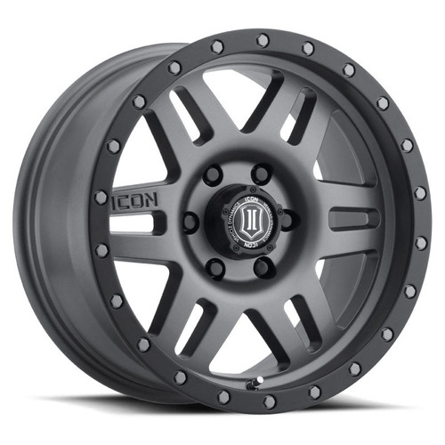 Main image for ICON Six Speed 17x8.5 6x5.5 25mm Offset 5.75in BS 108.1mm Bore Titanium Wheel Main image for ICON Six Speed 17x8.5 6x5.5 25mm Offset 5.75in BS 108.1mm Bore Titanium Wheel