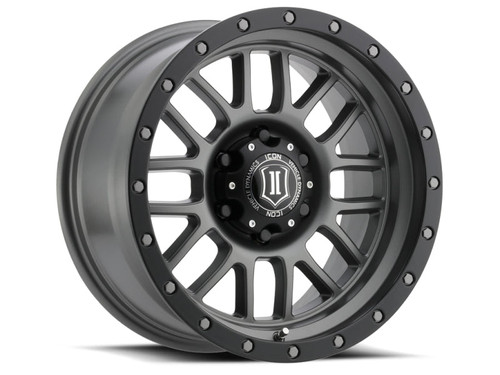 Main image for ICON Alpha 17x8.5 5x5 0mm Offset 4.75in BS 71.5mm Bore Titanium Wheel Main image for ICON Alpha 17x8.5 5x5 0mm Offset 4.75in BS 71.5mm Bore Titanium Wheel