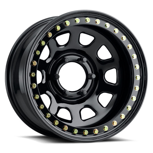 Main image for Raceline RT51 Daytona Rock 15x10in/6x139.7 BP/-44mm Offset/107.95mm Bore- Gloss Black Beadlock Wheel