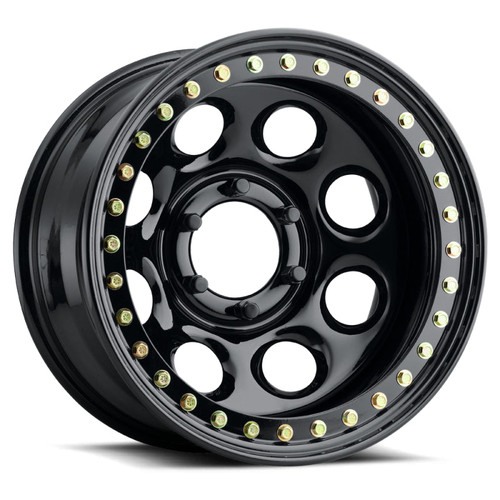 Main image for Raceline RT81 Rock 8 15x10in / 6x139.7 BP / -44mm Offset / 107.95mm Bore- Gloss Black Beadlock Wheel
