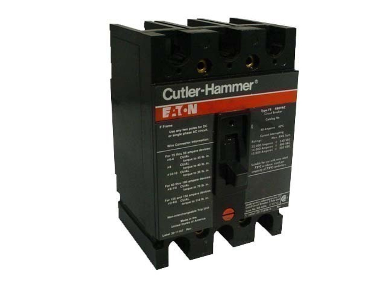 CUTLER HAMMER FS360070 U 70A 600V 3P USED