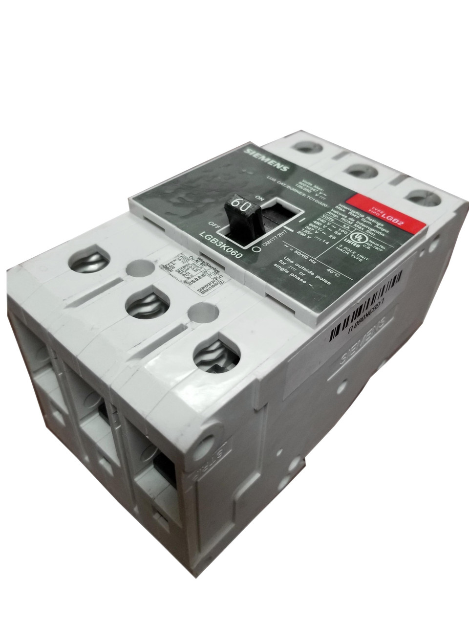 SIEMENS LGB3K020B U 20A 600V 3P NEW SURPLUS SIEMENS LGB3K020B U 20A 600V 3P NEW SURPLUS