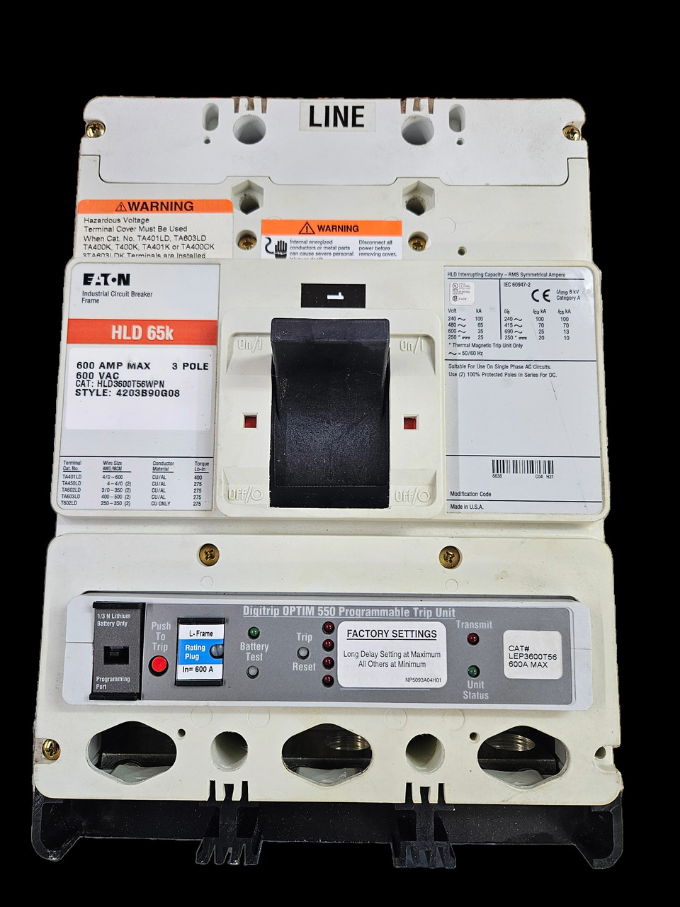 CUTLER HAMMER HLD3450 N 450A 600V 3P NEW