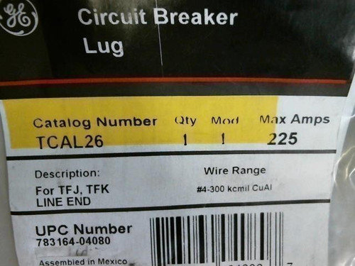 GE TCAL26 N 600V 1p TFJ, TFKB NEW