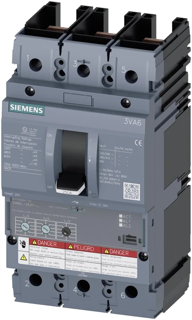 SIEMENS 3VA6225-6HL31-0AA0 N 250A 480V 3P NEW